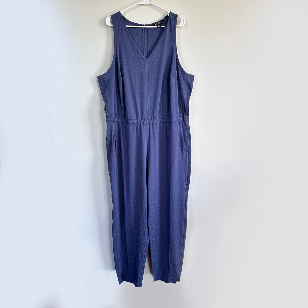 Athleta Brooklyn Textured Jumpsuit Sz 20 Medieval Violet Animal Print Sleeveless
